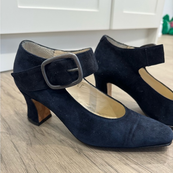 Specchio Navy Suede Heels - Picture 1 of 7